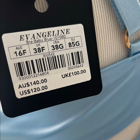 Honey Birdette Evangeline Bra Panty Garter Elegant Blue Lace Lingerie Set - Picture 4 of 5